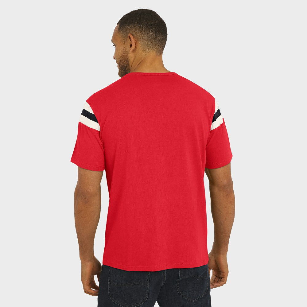 Cincinnati Reds Darius Rucker Collection Distressed Sleeve Stripe T-Shirt - Red