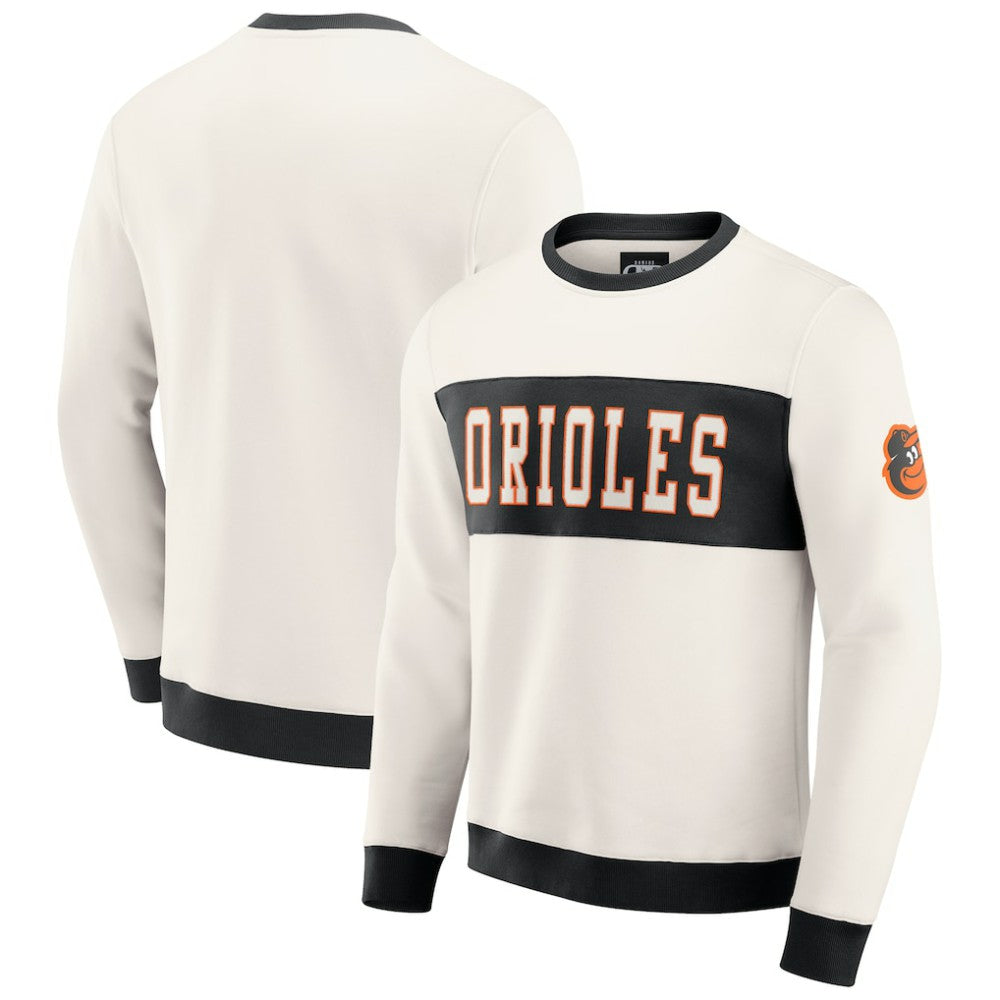 Baltimore Orioles Darius Rucker Collection Colorblock Crewneck Sweatshirt - Cream