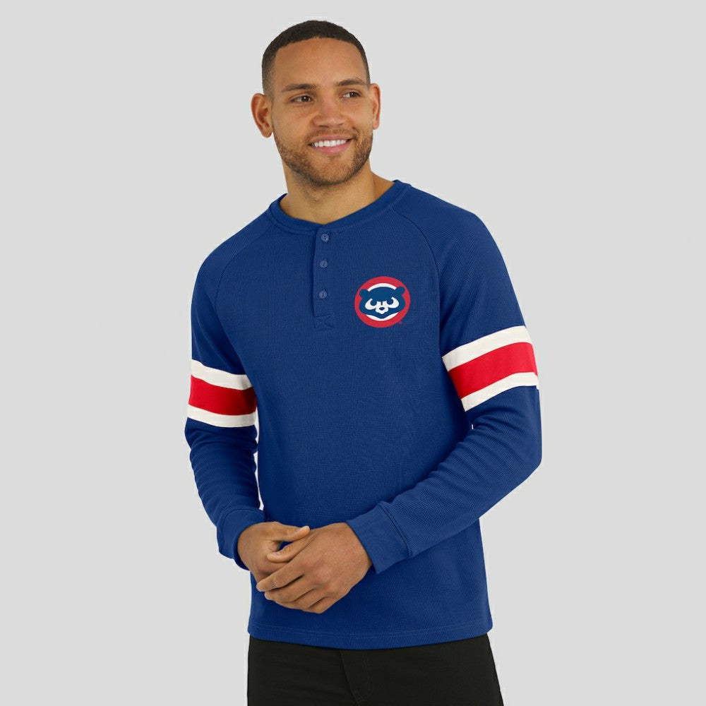 Chicago Cubs Darius Rucker Collection Waffle-Knit Raglan Long Sleeve Henley T-Shirt - Royal