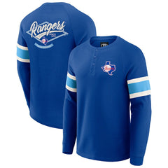 Texas Rangers Darius Rucker Collection Waffle-Knit Raglan Long Sleeve Henley T-Shirt - Royal