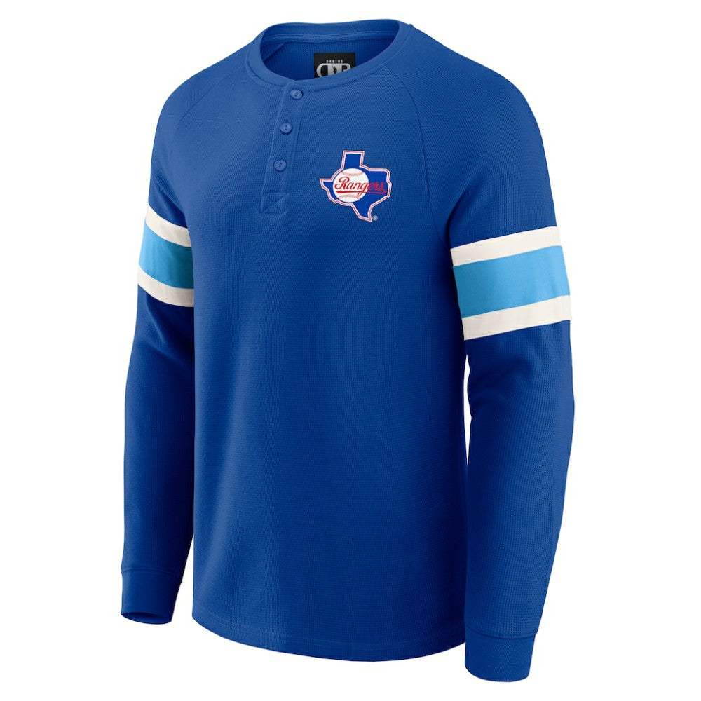 Texas Rangers Darius Rucker Collection Waffle-Knit Raglan Long Sleeve Henley T-Shirt - Royal
