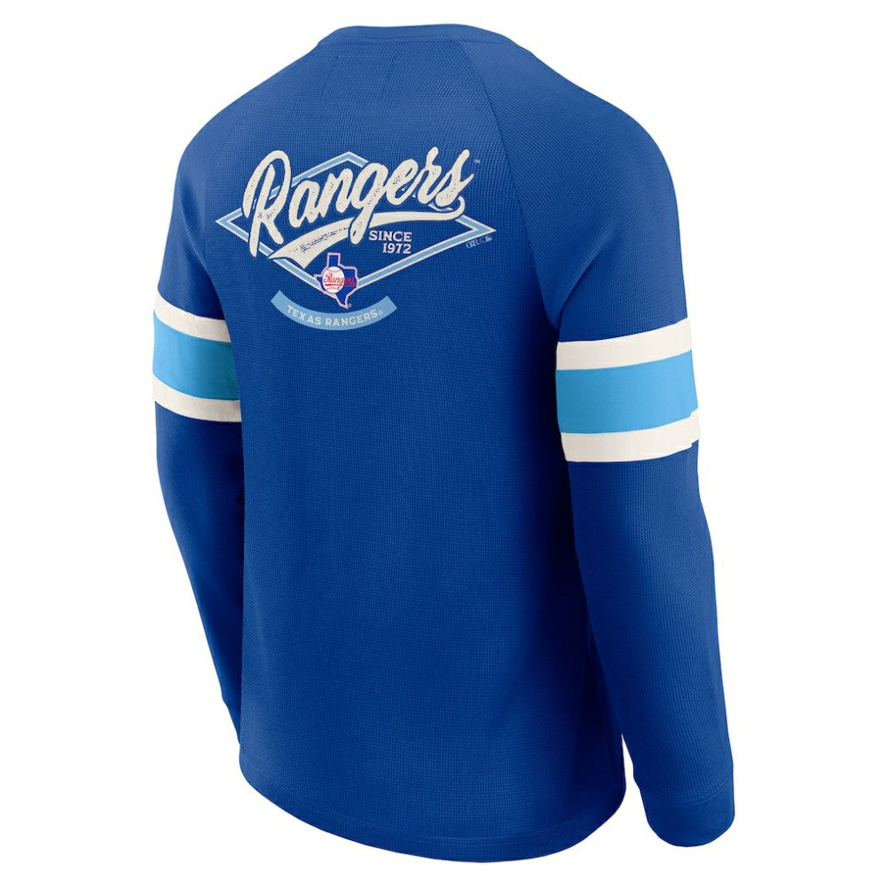 Texas Rangers Darius Rucker Collection Waffle-Knit Raglan Long Sleeve Henley T-Shirt - Royal
