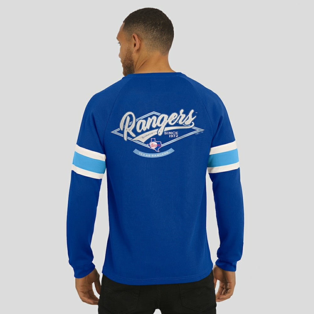 Texas Rangers Darius Rucker Collection Waffle-Knit Raglan Long Sleeve Henley T-Shirt - Royal