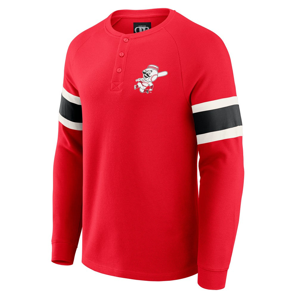 Cincinnati Reds Darius Rucker Collection Waffle-Knit Raglan Long Sleeve Henley T-Shirt - Red