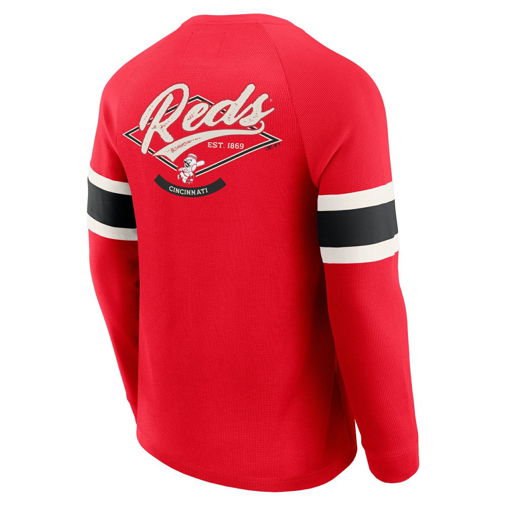 Cincinnati Reds Darius Rucker Collection Waffle-Knit Raglan Long Sleeve Henley T-Shirt - Red