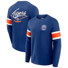 Detroit Tigers Darius Rucker Collection Waffle-Knit Raglan Long Sleeve Henley T-Shirt - Blue