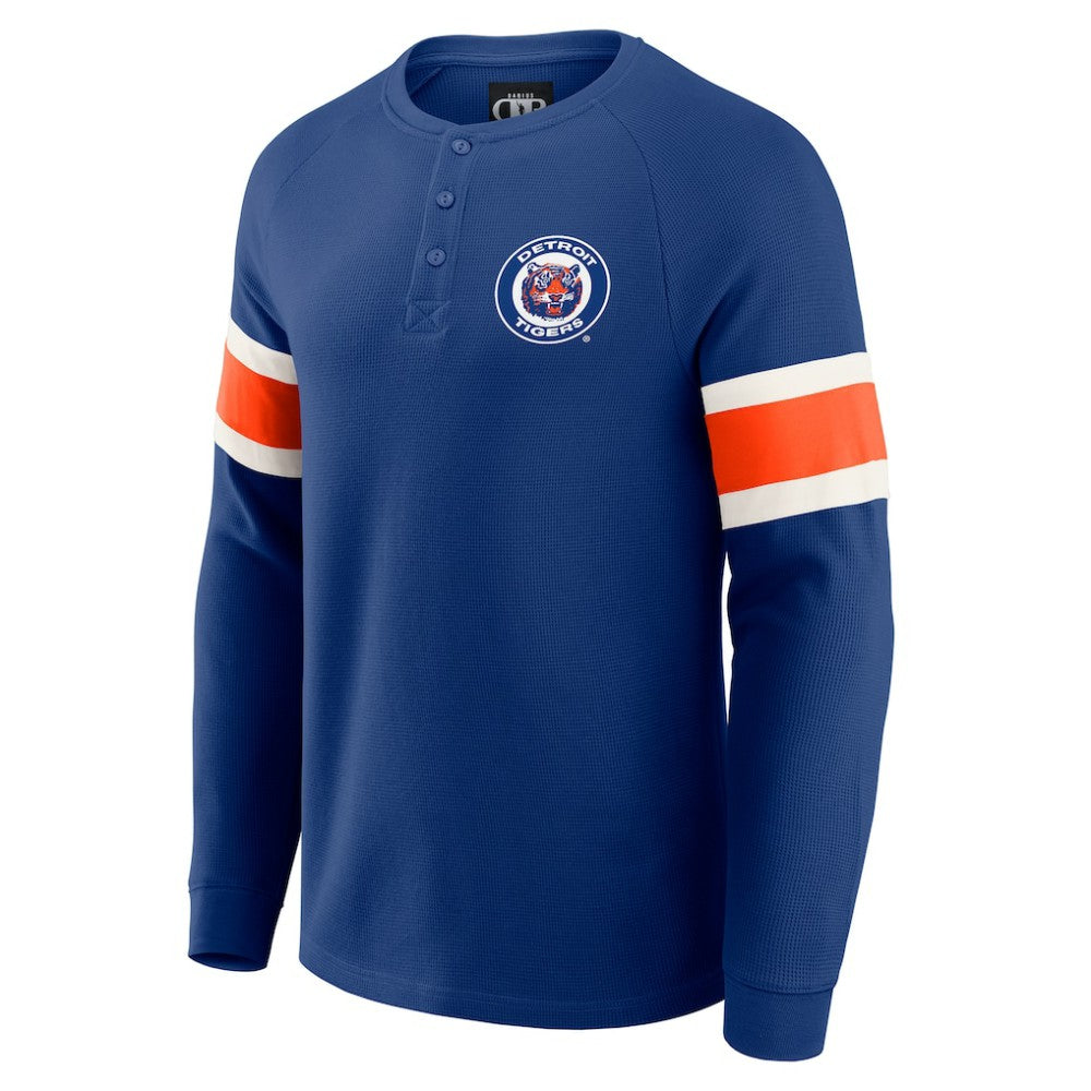 Detroit Tigers Darius Rucker Collection Waffle-Knit Raglan Long Sleeve Henley T-Shirt - Blue