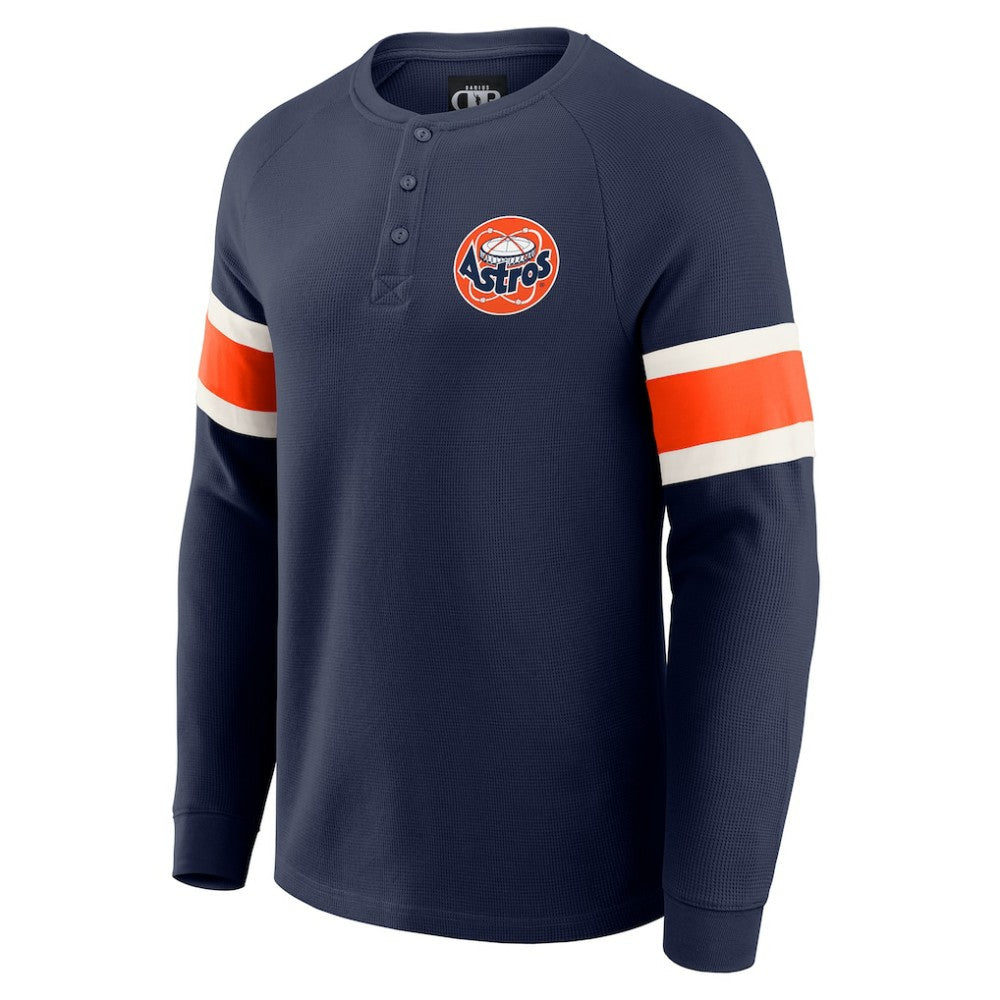 Houston Astros Darius Rucker Collection Waffle-Knit Raglan Long Sleeve Henley T-Shirt - Navy