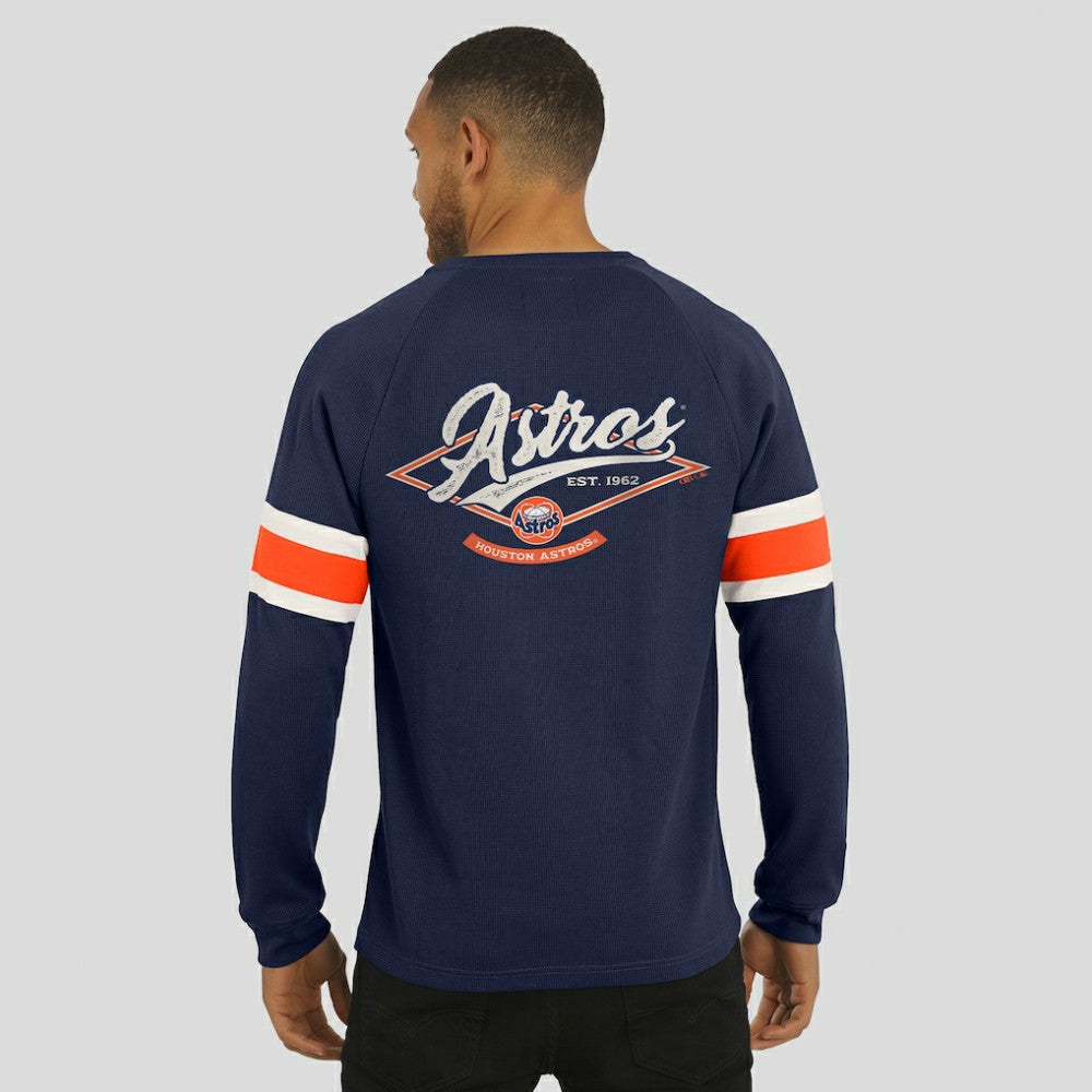 Houston Astros Darius Rucker Collection Waffle-Knit Raglan Long Sleeve Henley T-Shirt - Navy