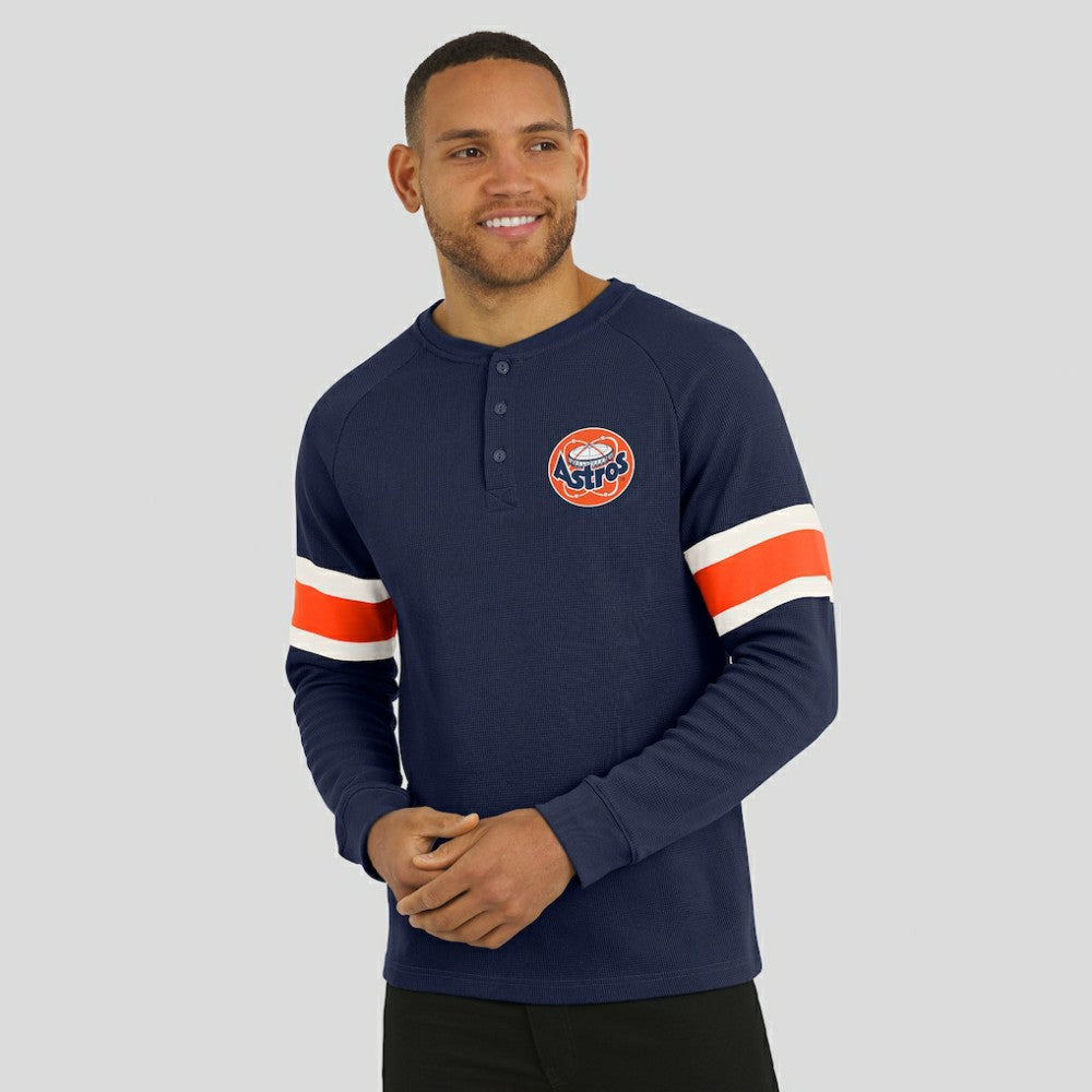 Houston Astros Darius Rucker Collection Waffle-Knit Raglan Long Sleeve Henley T-Shirt - Navy