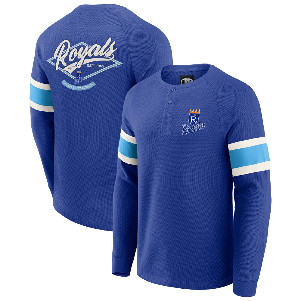 Kansas City Royals Darius Rucker Collection Waffle-Knit Raglan Long Sleeve Henley T-Shirt - Royal
