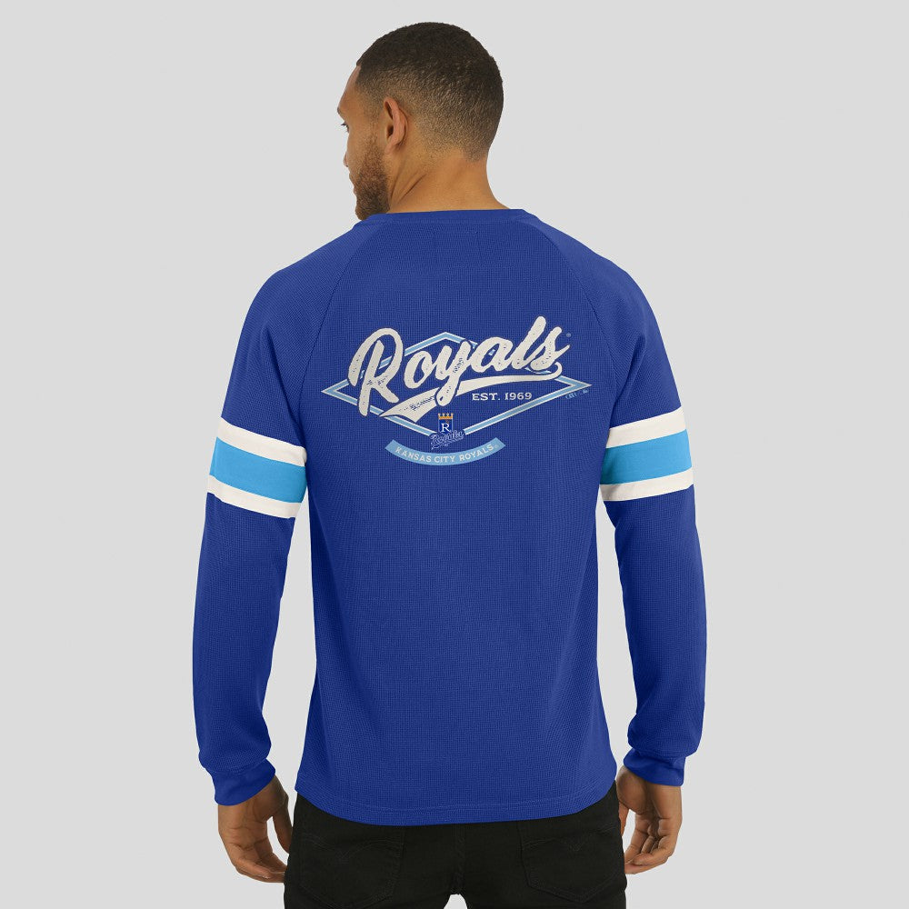Kansas City Royals Darius Rucker Collection Waffle-Knit Raglan Long Sleeve Henley T-Shirt - Royal
