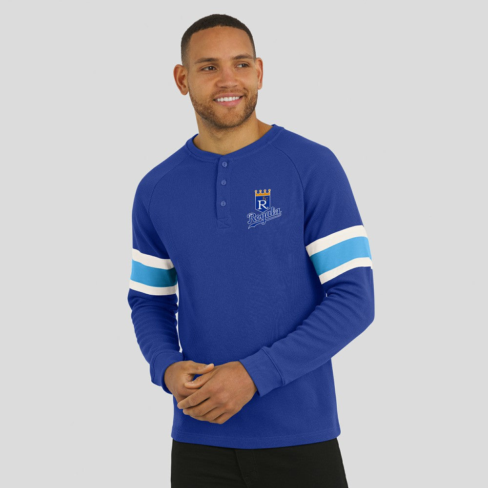 Kansas City Royals Darius Rucker Collection Waffle-Knit Raglan Long Sleeve Henley T-Shirt - Royal