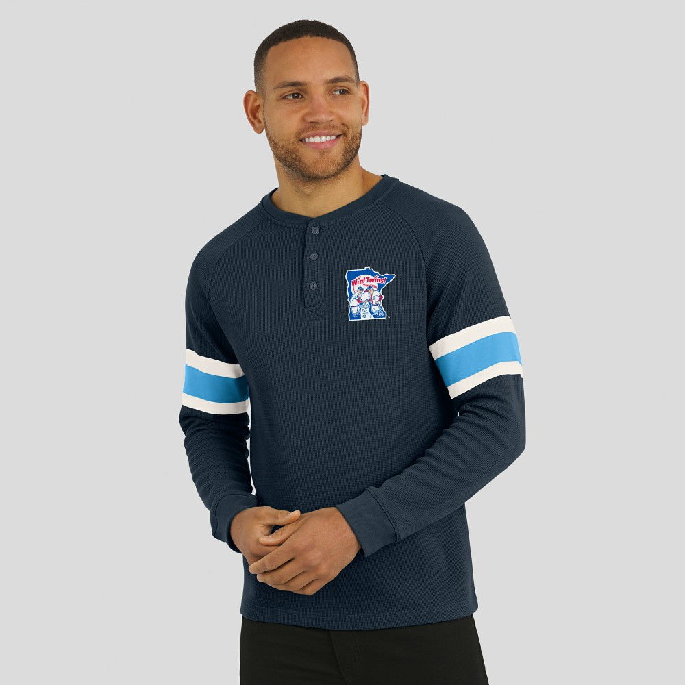 Minnesota Twins Darius Rucker Collection Waffle-Knit Raglan Long Sleeve Henley T-Shirt - Navy