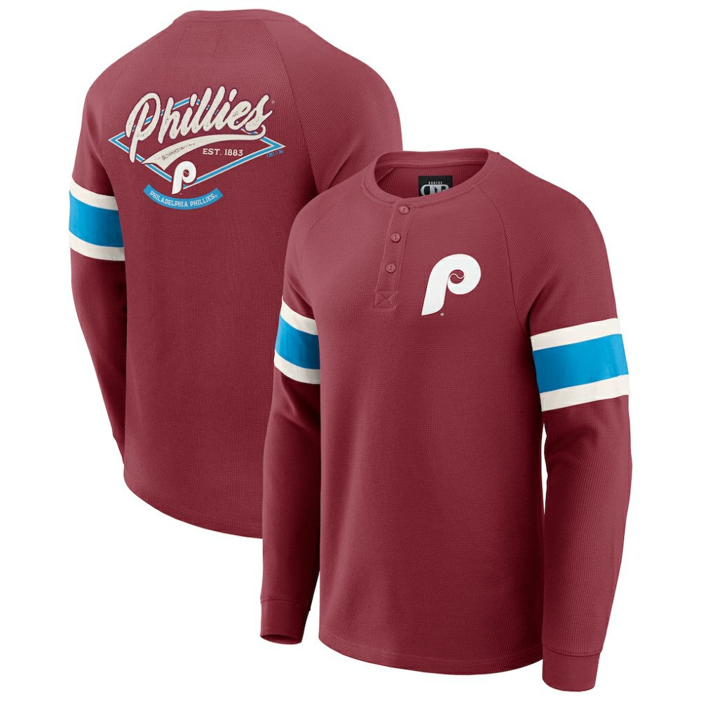 Philadelphia Phillies Darius Rucker Collection Waffle-Knit Raglan Long Sleeve Henley T-Shirt - Burgundy