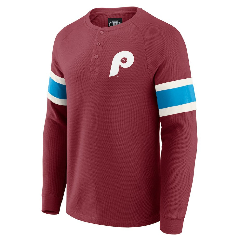 Philadelphia Phillies Darius Rucker Collection Waffle-Knit Raglan Long Sleeve Henley T-Shirt - Burgundy