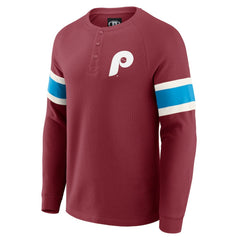 Philadelphia Phillies Darius Rucker Collection Waffle-Knit Raglan Long Sleeve Henley T-Shirt - Burgundy