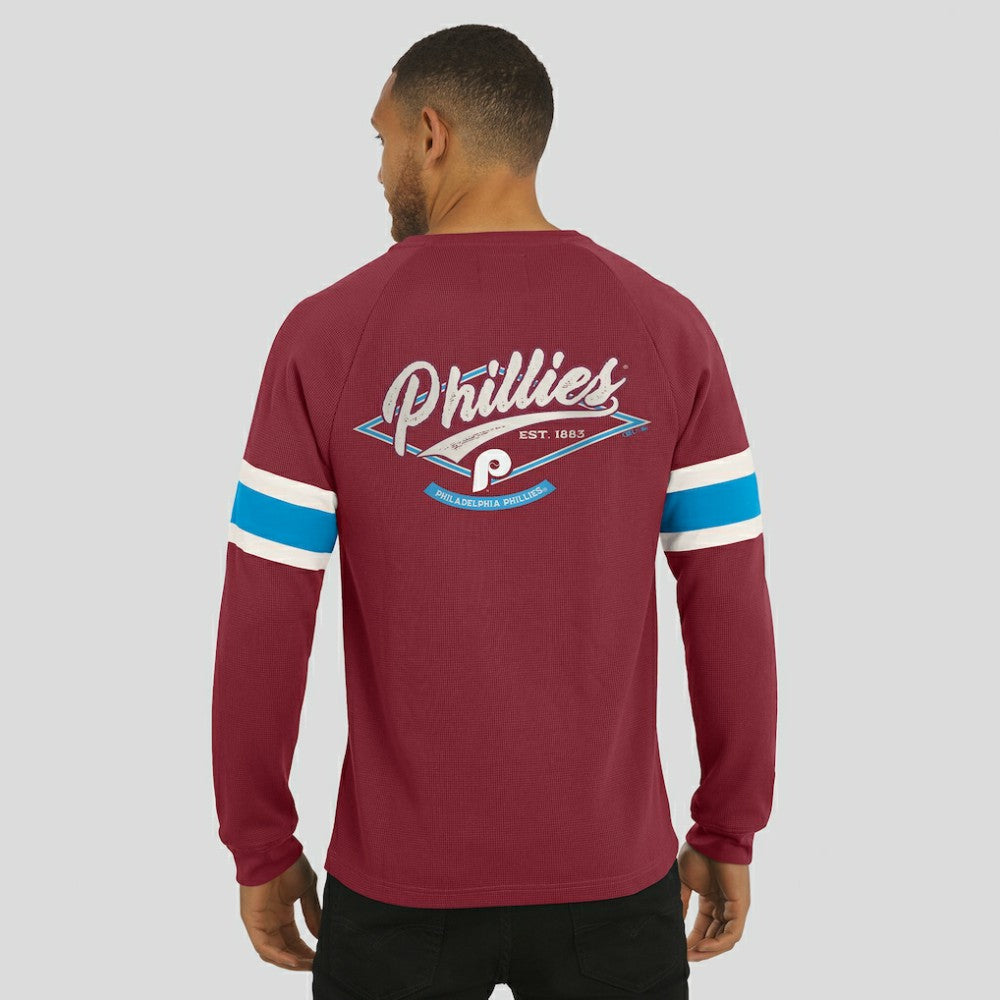 Philadelphia Phillies Darius Rucker Collection Waffle-Knit Raglan Long Sleeve Henley T-Shirt - Burgundy