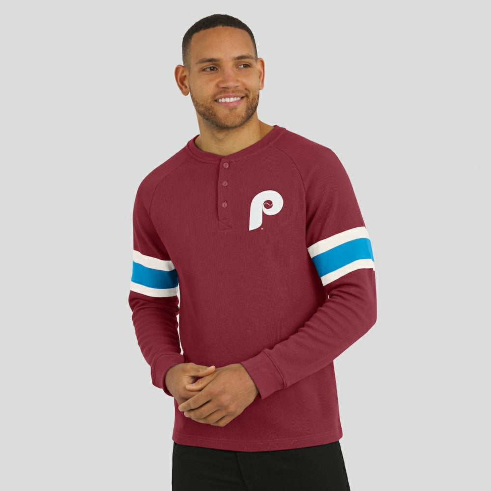 Philadelphia Phillies Darius Rucker Collection Waffle-Knit Raglan Long Sleeve Henley T-Shirt - Burgundy