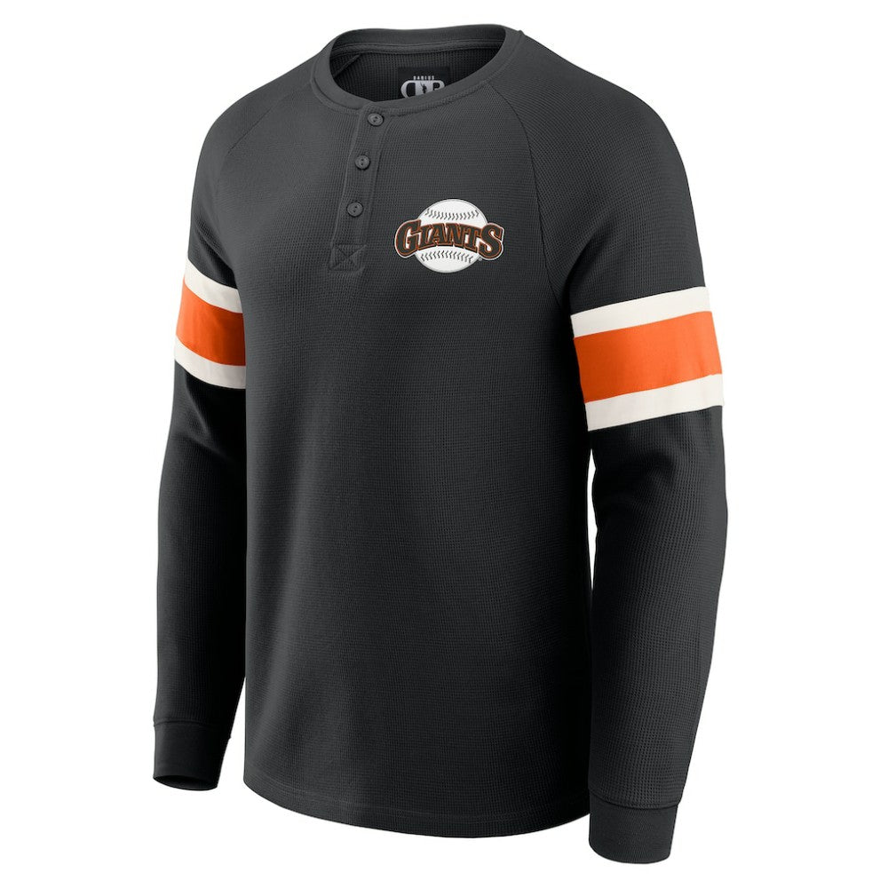 San Francisco Giants Darius Rucker Collection Waffle-Knit Raglan Long Sleeve Henley T-Shirt - Black