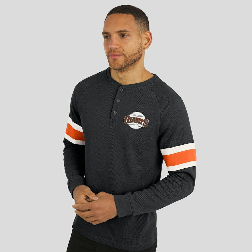 San Francisco Giants Darius Rucker Collection Waffle-Knit Raglan Long Sleeve Henley T-Shirt - Black