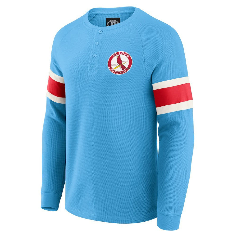St. Louis Cardinals Darius Rucker Collection Waffle-Knit Raglan Long Sleeve Henley T-Shirt - Light Blue