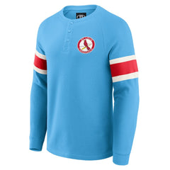 St. Louis Cardinals Darius Rucker Collection Waffle-Knit Raglan Long Sleeve Henley T-Shirt - Light Blue
