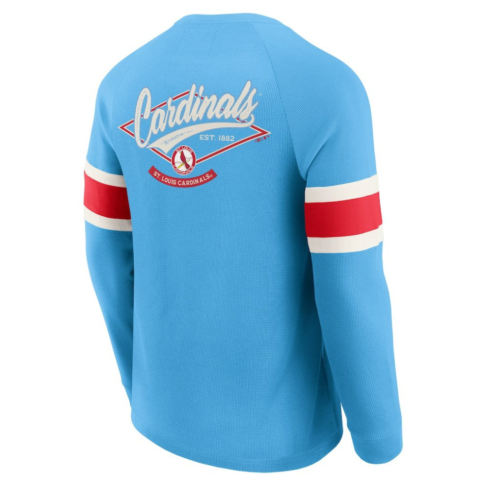 St. Louis Cardinals Darius Rucker Collection Waffle-Knit Raglan Long Sleeve Henley T-Shirt - Light Blue