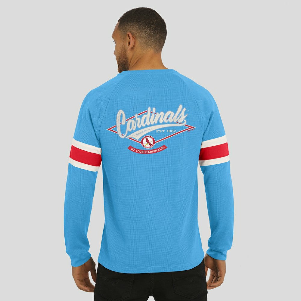 St. Louis Cardinals Darius Rucker Collection Waffle-Knit Raglan Long Sleeve Henley T-Shirt - Light Blue