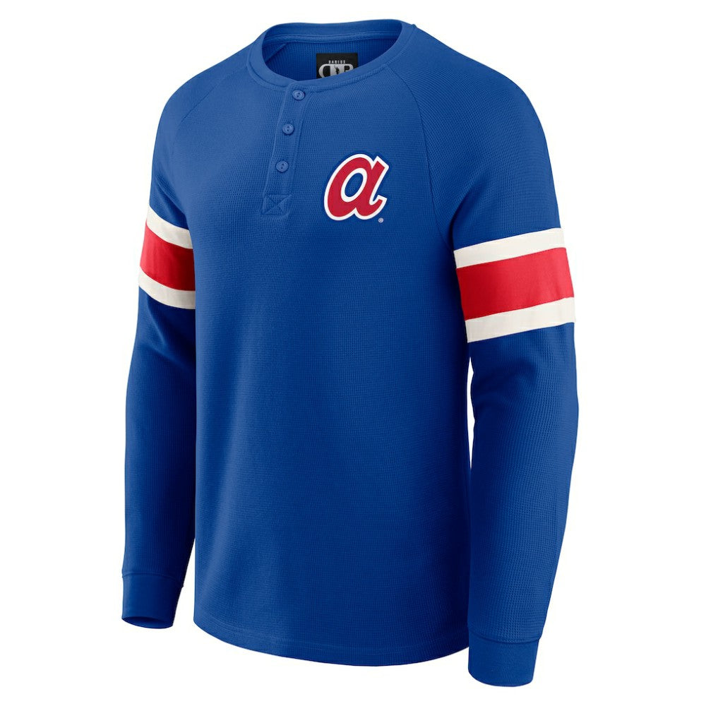 Atlanta Braves Darius Rucker Collection Waffle-Knit Raglan Long Sleeve Henley T-Shirt - Royal