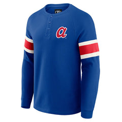 Atlanta Braves Darius Rucker Collection Waffle-Knit Raglan Long Sleeve Henley T-Shirt - Royal