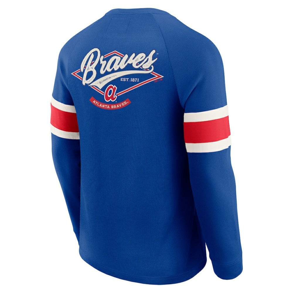 Atlanta Braves Darius Rucker Collection Waffle-Knit Raglan Long Sleeve Henley T-Shirt - Royal
