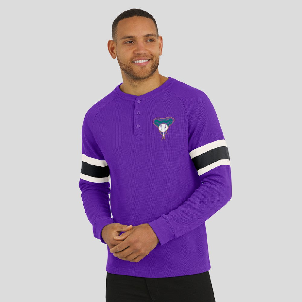 Arizona Diamondbacks Darius Rucker Collection Waffle-Knit Raglan Long Sleeve Henley T-Shirt - Purple
