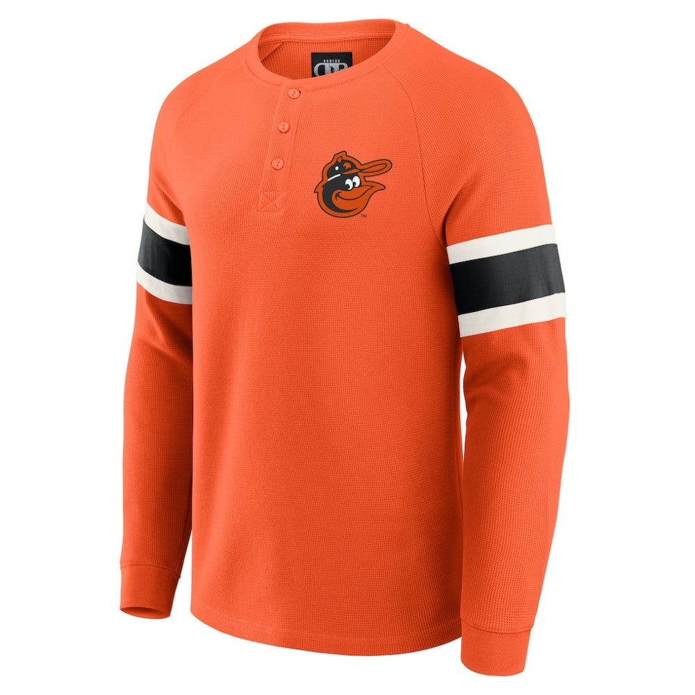 Baltimore Orioles Darius Rucker Collection Waffle-Knit Raglan Long Sleeve Henley T-Shirt - Orange
