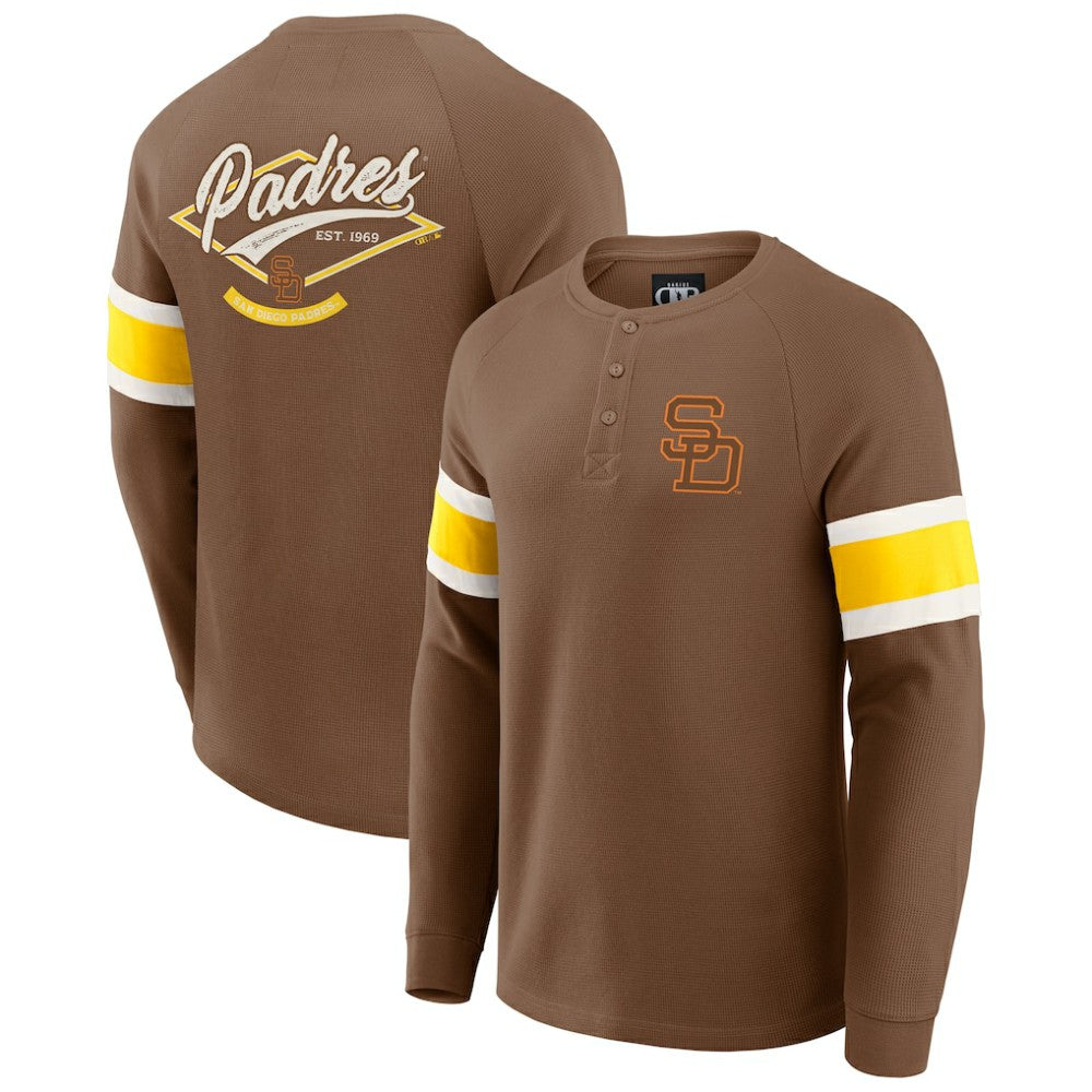 San Diego Padres Darius Rucker Collection Waffle-Knit Raglan Long Sleeve Henley T-Shirt - Brown