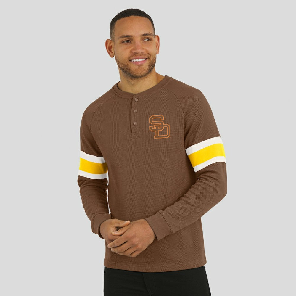 San Diego Padres Darius Rucker Collection Waffle-Knit Raglan Long Sleeve Henley T-Shirt - Brown
