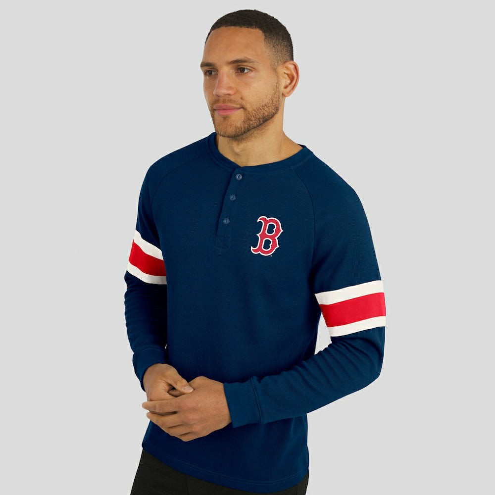 Boston Red Sox Darius Rucker Collection Waffle-Knit Raglan Long Sleeve Henley T-Shirt - Navy