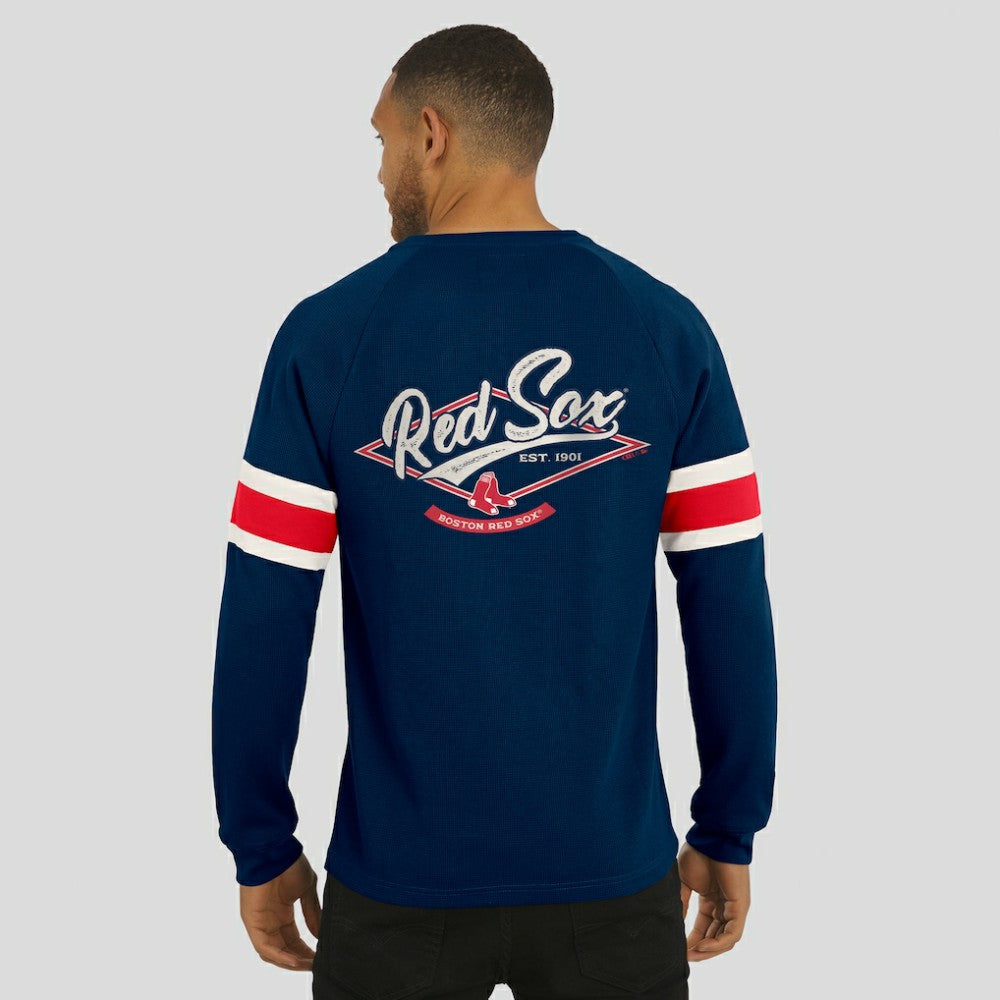 Boston Red Sox Darius Rucker Collection Waffle-Knit Raglan Long Sleeve Henley T-Shirt - Navy