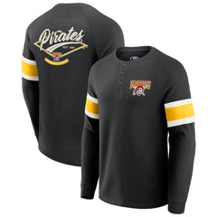 Pittsburgh Pirates Darius Rucker Collection Waffle-Knit Raglan Long Sleeve Henley T-Shirt - Black