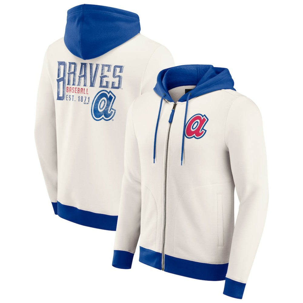 Atlanta Braves Darius Rucker Collection Men's Polar Fleece Full-Zip Hoodie - Cream