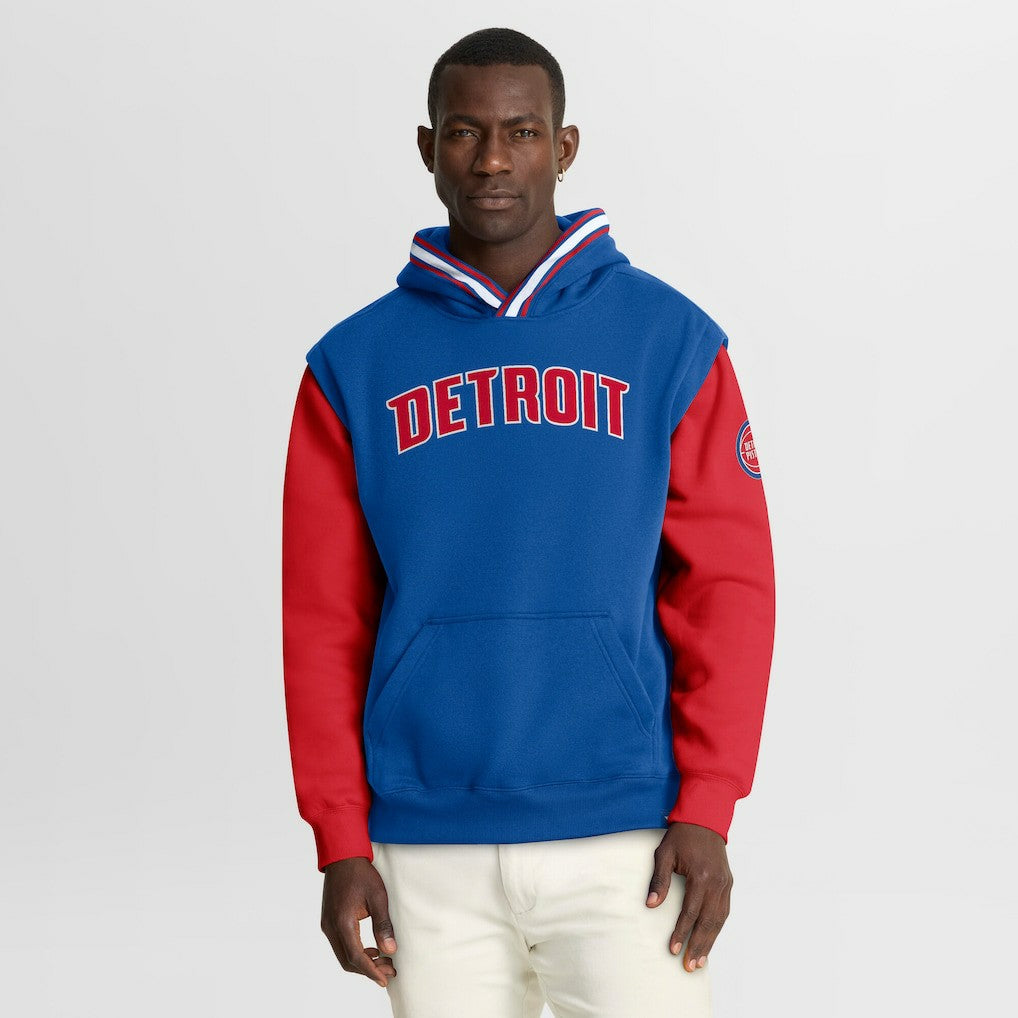 Detroit Pistons Half Court Shot Clock Fastbreak Hoodie sale - Blue/Red | Fanatics discount