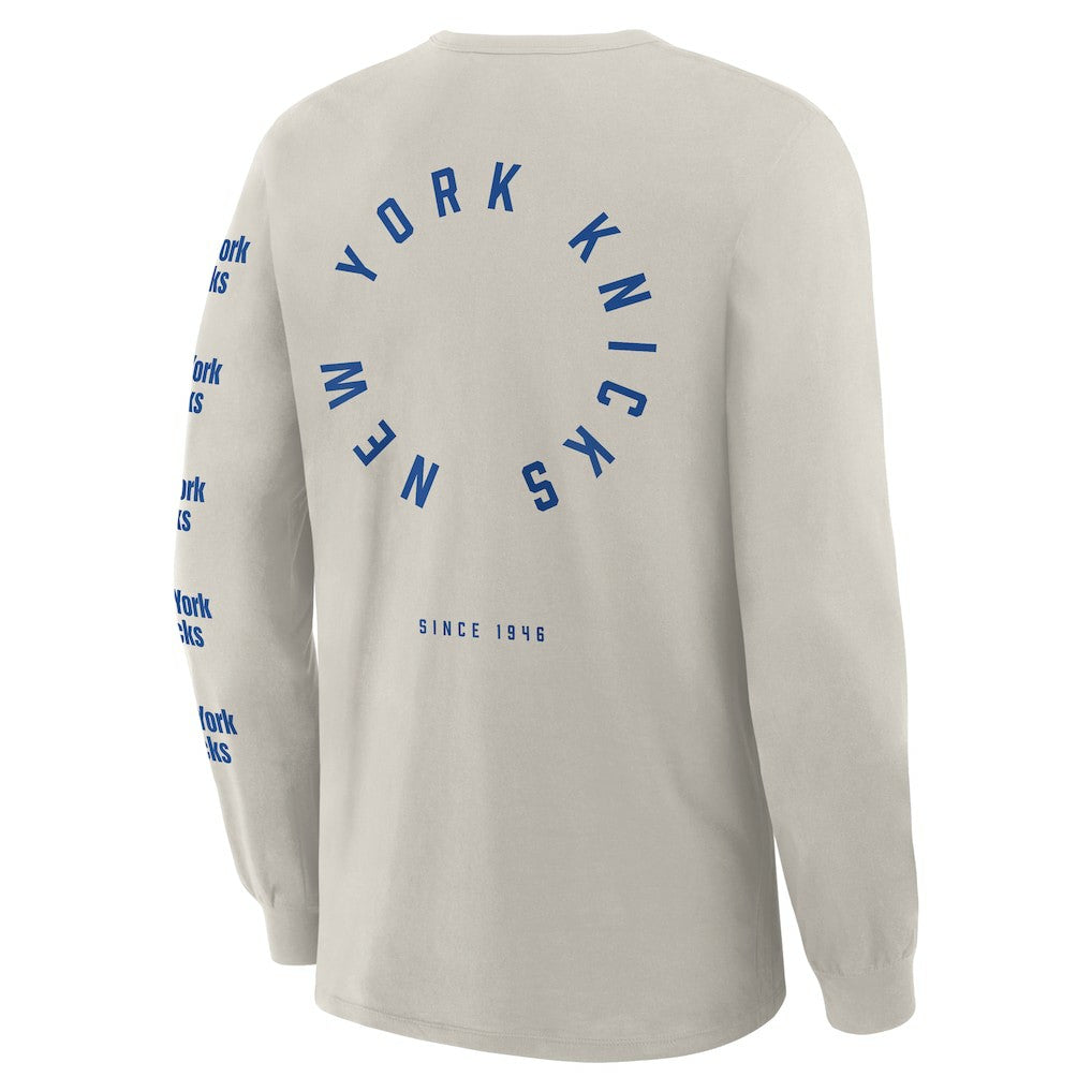 New York Knicks Crossover Collection Ball Screen Action Premium Long Sleeve T-Shirt - Cream | Fanatics discount