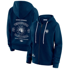 Minnesota Timberwolves WEAR by Erin Andrews Women's Vintage Full-Zip Raglan Hoodie - Navy online