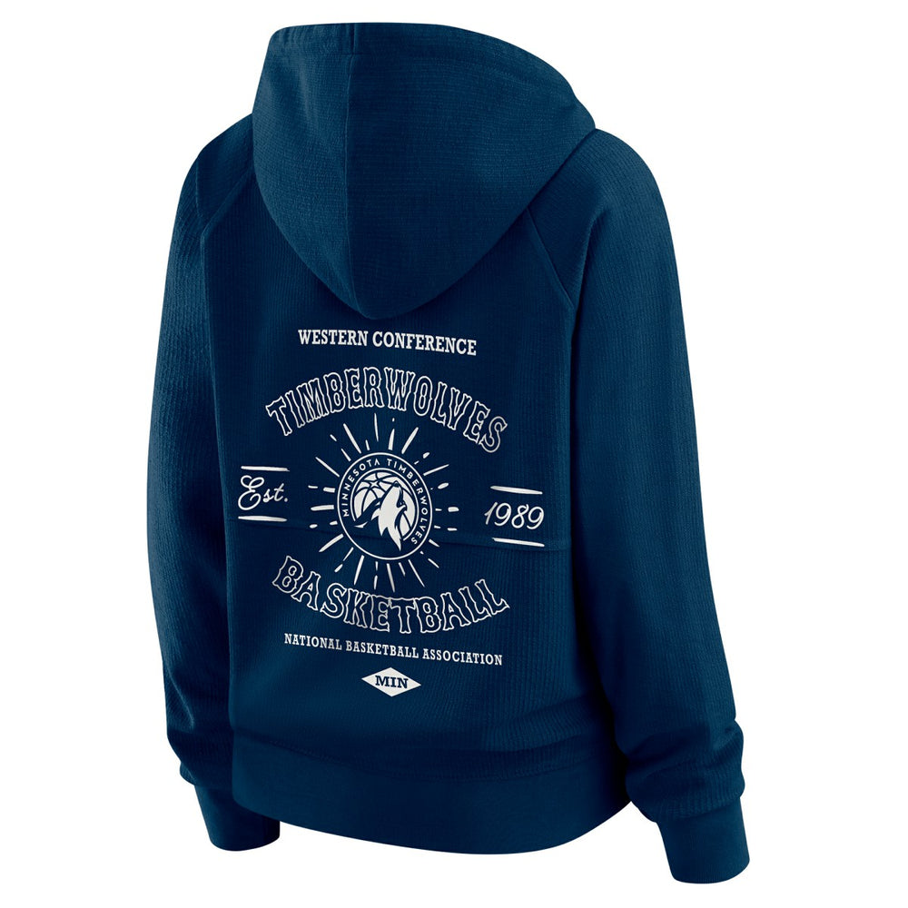 Minnesota Timberwolves WEAR by Erin Andrews Women's Vintage Full-Zip Raglan Hoodie - Navy online