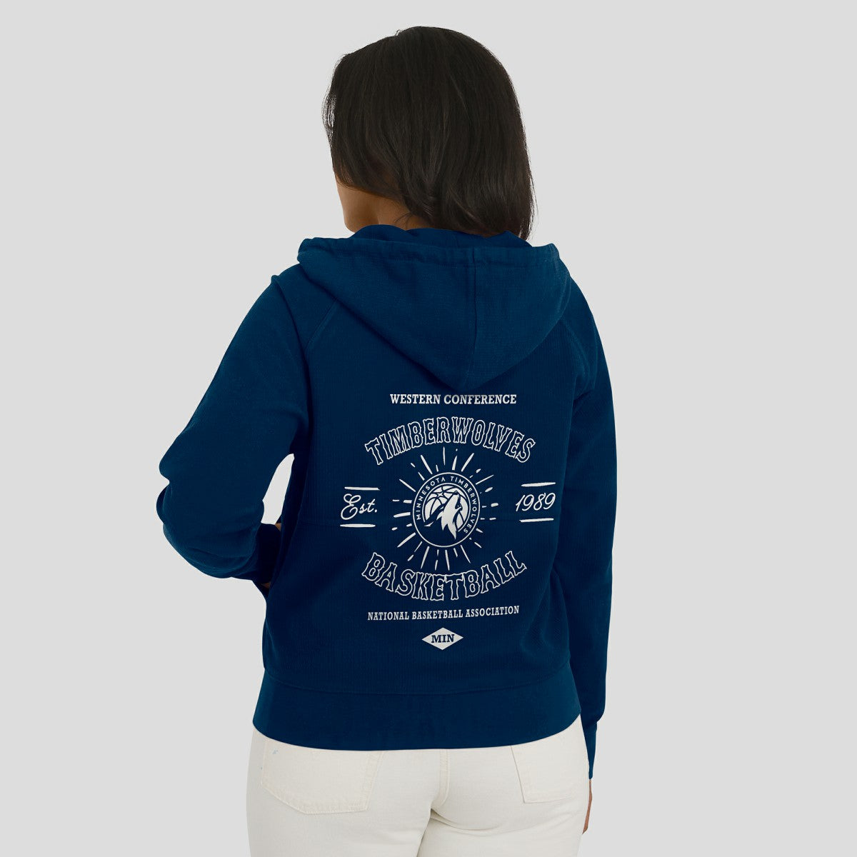 Minnesota Timberwolves WEAR by Erin Andrews Women's Vintage Full-Zip Raglan Hoodie - Navy online