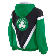 Boston Celtics WEAR by Erin Andrews Women's Colorblock Full-Zip Hoodie Windbreaker Jacket - Black/Kelly Green on sale