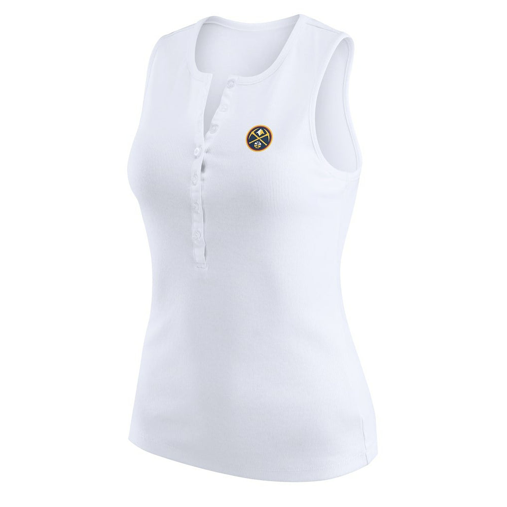 Denver Nuggets WEAR by Erin Andrews Women's Rib-Knit Henley Tank Top sale - White discount