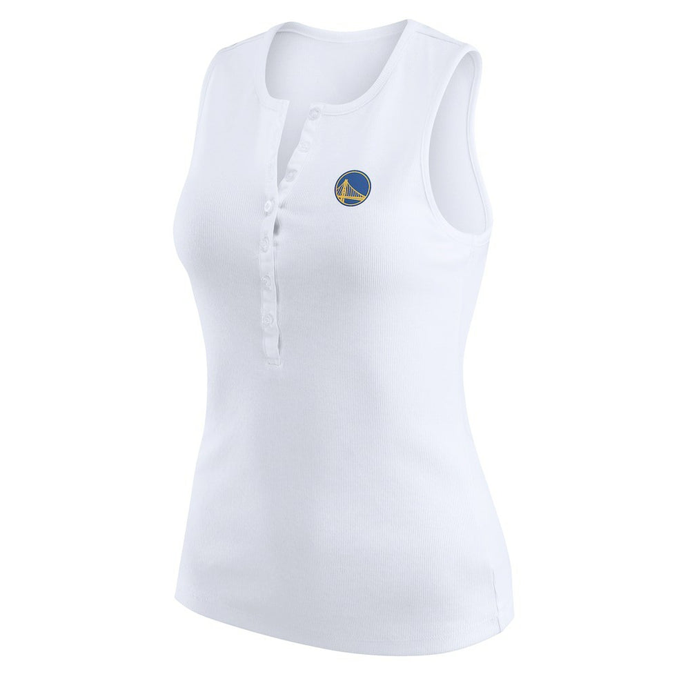 Golden State Warriors WEAR by Erin Andrews Women's Rib-Knit Henley Tank Top sale - White on sale