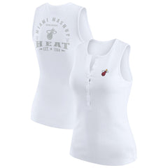 Miami Heat WEAR by Erin Andrews Women's Rib-Knit Henley Tank Top - White discount