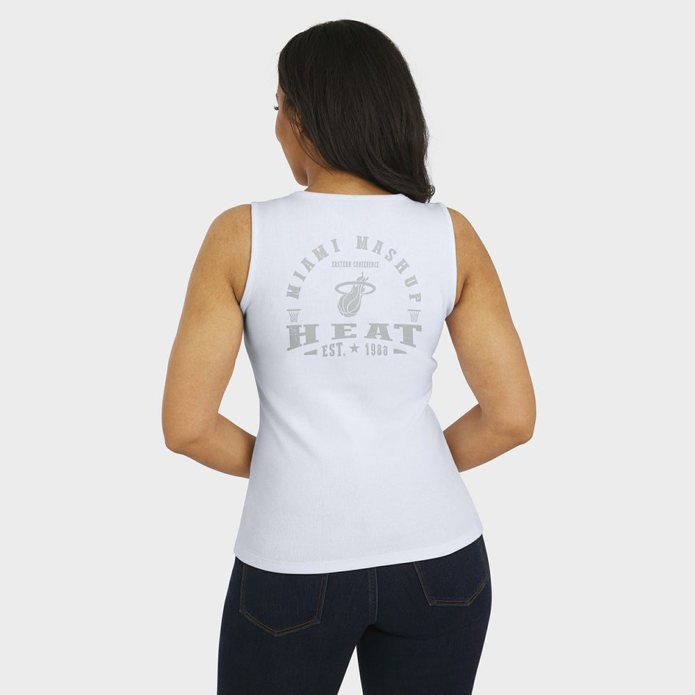 Miami Heat WEAR by Erin Andrews Women's Rib-Knit Henley Tank Top - White discount
